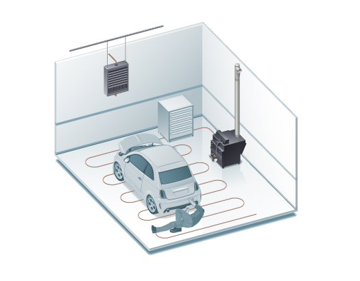 In floor hydronic installation illustration