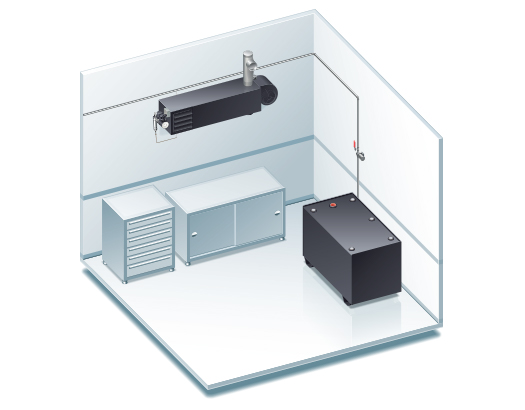 Indoor tank installation illustration